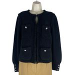 J.Crew Odette Sweater Lady Jacket with Jewel Buttons Black Size M Photo 2