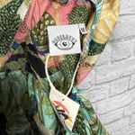 Handmade Oscilatey Caly Mini Dress Size M Tie Back Pink Bodice New Green Tropical Photo 4