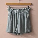 SheIn Light Gray Ribbed High Waisted Paper-Bag Short Shorts Size S EUC Photo 0