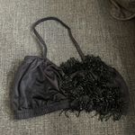 Custom made beaded fringe bra Black Size M Photo 0
