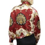 Soho NY & Co. Scarf Print Satin Front Tie Blouse S Photo 3