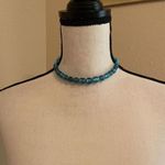 Women’s Bead Costume Necklace Beaded Blue Glass Choker Photo 3