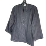 Laura Ashley  Button TOP 3/4 Sleeve BLACK Linen Size MP Photo 5