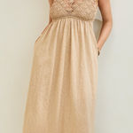 Aerie  Crochet Maxi Dress Sleeveless Koko‎ Brown Boho Cottagecore Flowy Long XS Photo 0