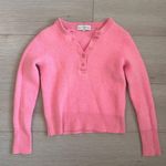 White + Warren Cashmere Waffle Henley Light Pink Size M Photo 3