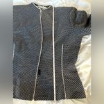 Kay Unger ladies Navy Blazer Geometric design white piping Inner liner s… Blue Size 12 Photo 9