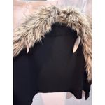 Black Knit Vest Faux Fur Collar Trim Cozy Fashion Outerwear Photo 3