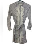 LOVER the Label Striped Shirt Dress Blue White Guipure Lace Trim Size 4 Photo 7