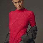 Anthropologie Maeve Sheer Mesh Mock Neck Top NEW Photo 0