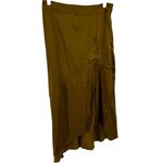 Free People Lola Asymmetric Ruffled Skirt Side Slit Midi Flowy Olive Green 8 Photo 1