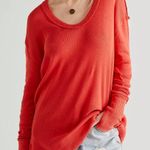 We The Free FP Red Waffle Knit Oversized Pullover Top Photo 0