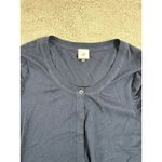 CAbi Womens Cardigan Top L Navy Blue 3/4 Sleeve Ruched Knit Button Front Girl Photo 5