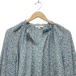 Madewell 100% Silk Poet Top Dusty Slate Blue & Cream Bitsy Floral Size Medium Photo 8