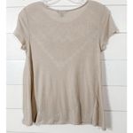American Eagle  Outfitter Women's Boho Embroidered Short Sleeve Shirt Tan Small Photo 6