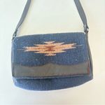 El Paso Blue Wool Shoulder Bag Southwestern Native Festival Aztec Purse 10”x7.5” Photo 0