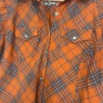 Harley Davidson‎ Orange Plaid Short Sleeve Button Up Size Medium Photo 2