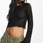 Bershka Shredded Cropped Bell Sleeve Sweater Black Photo 0