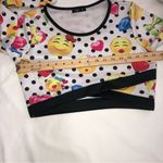 Love j USA Emoji Cropped Long Sleeve Top Polka Dot Size M/L Photo 5