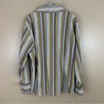 she's cool She’s Cool Gray & Gold Metallic Striped Stretch Button Front Shirt 3X Photo 5