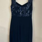 NWT Lauren Ralph Lauren Navy Blue Sequin and Lace Ruched Column Sheath Dress 10 Photo 4