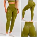 Buffbunny Collection BuffBunny Loch Ness contrast stitching leggings, Color Olivia Olive, size M Photo 1