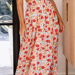 Shop Priceless Priceless Floral Print Maxi Dress Halter Neck Cutout Back Tie Waist Summer Photo 0