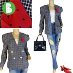 VINTAGE 1990'S KASPER ASL BLUE & WHITE BLAZER W/DETACHABLE DICKIE (12) Photo 1