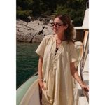 ZARA ZW Collection Kaftan Tunic Maxi Dress in Butter Yellow Stripe NWT Sz. S Photo 1