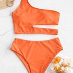 Zaful Swimwear One Shoulder Cut Out High Cut Bikini Photo 1