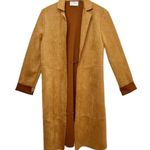 ZARA Tan Faux Suede Blogger Favorite Longline Women’s Coat Sz S Photo 2