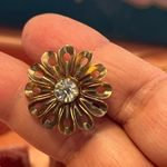 VINTAGE PRINCESS COSTUME GOLD/RHINESTONES FLORAL SHAPE NECKLACE EARRING SET Photo 3