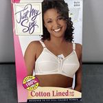 Just My Size Vintage Cotton Lined Soft Cup Bra Size 46DD New 0908 White Wirefree Photo 1