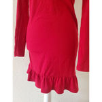 Forever 21 Dress Size M Red Bodycon Longsleeve Ruffle Hem Women Knee Len… Photo 5