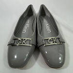 Calvin Klein  Women Patent Leather Ballet Flats Silver CK Logo Buckle Gray Size 8 Photo 0