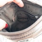 Fossil  Brown Canvas Signature Pattern Leather Trim Crossbody Bag Phone Pouch Photo 5