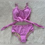 Kortni Jeane  textured orchid daisy tied up top with matching bottoms size small Photo 0