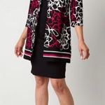 Danny & Nicole Floral Jacket and Dress Black Red White 18 NWT Photo 0