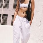 Free People NWOT Best Of Straight Leg Moto White Sweatpants L Photo 0