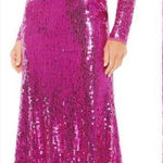 Mac Duggal 10891 Womens Pink SEQUINED LONG SLEEVE HIGH NECK OPEN BACK GOWN Photo 0
