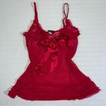 Frederick's of Hollywood Red Lacy Lingerie Chemise Size Small Valentines Bow Sexy Photo 0