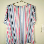 Flower & Feather Multi Colored Stripe Short Sleeve Zipper Front Top Plus Size 2X Photo 5