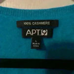 Apt. 9  Woman’s Blue 100% cashmere v-neck‎ pullover sweater size L Photo 2
