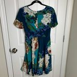 Anthropologie  Corey Lynn Calter‎ floral pleated teal fit n flare dress size 6 Photo 3