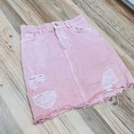 H & M pink distressed denim skirt size 4 90s Photo 4