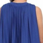Free People Darcy Royal Blue Cap Sleeve V-neck Pleated Tank Top Photo 1