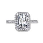 Sterling Silver SIZE 7 925 Emerald Cut Classic Luxury Rectangle 3CT AAAAA CZ Ring Photo 0