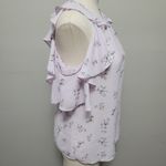 Belle Sky lavender floral ruffle cold shoulder blouse size small Photo 3