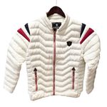 White Puffer Coat Jacket Red Blue Stripes Regal Patriotic Preppy M Ski Lodge Size M Photo 0