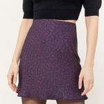 Urban Outfitters Rosa Black & Burgundy Floral Satin Mini Skirt S Photo 0