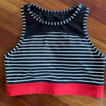 NEW Mono B Blue Stripe Sports Bra Top Mesh Patriotic Athletic Athleisure USA Photo 0